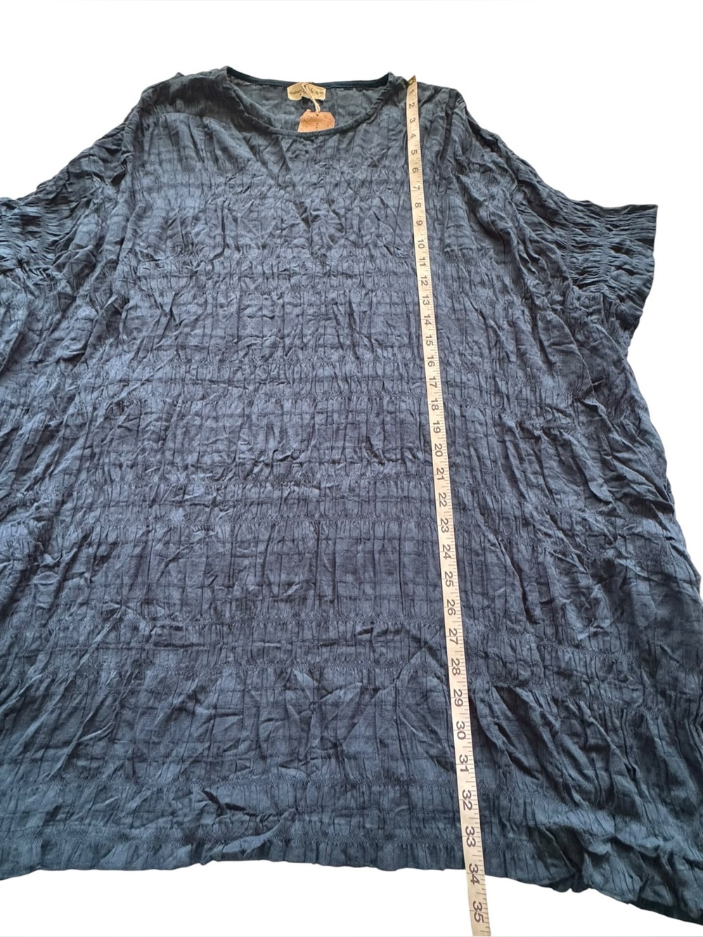 Natural Life Blue Oversized Relaxed Boho Gauze Textured Tunic Top Size Medium - Picture 10 of 11